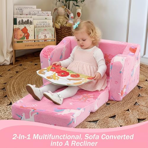 Fauteuil lit enfant phosphorescent pour lecture et sieste fée rose - 6