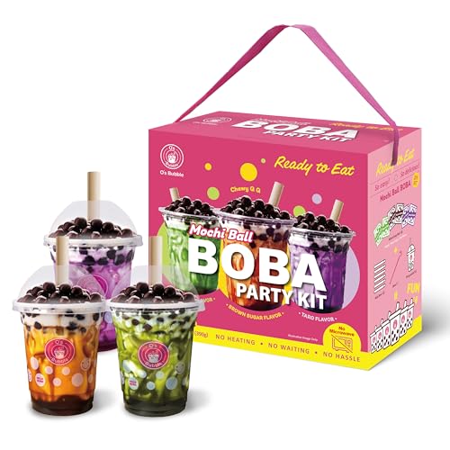O's Bubble Boba Tea Kit - Bubble Tea Kit - All in One Boba Kit for Boba Tea Lovers - Boba Party Kit for Boba Drinks - Boba Kit for Kids - 6 Servings Includes Cups, Straws, Stirrer (Party Kit Variety Pack Upgrade 3.0)