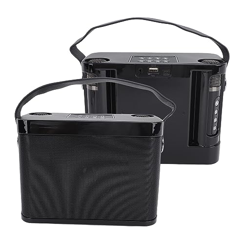 Leitor de karaokê, Alto-falante de karaokê Compacto Com 2 Microfones para Festival (Preto)