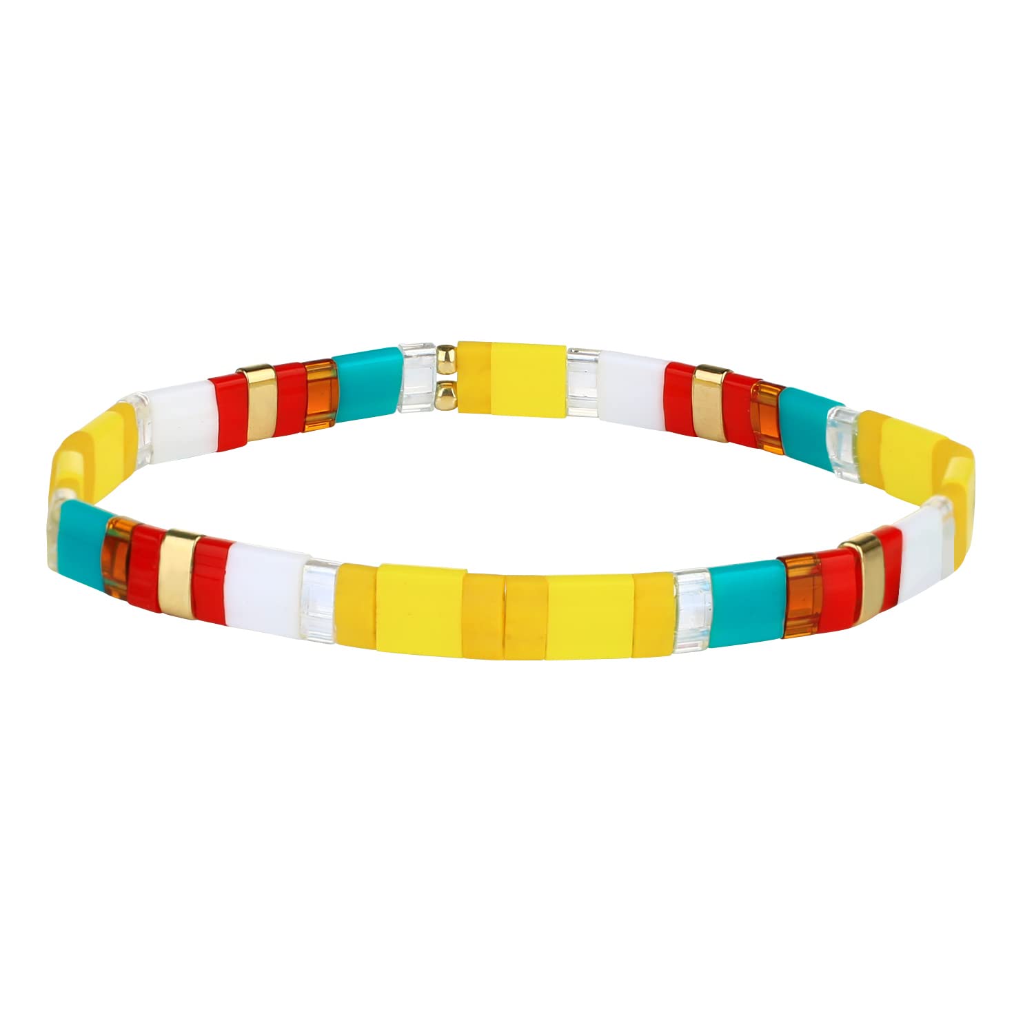 KELITCH Colorful Stackable Stretch Bracelets Tila Bead Bracelets Women Friendship Bracelets Bohemian Jewelry