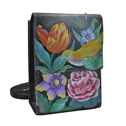 Anuschka handbemalte Ledertasche, Schultertasche für Damen, Geschenk für Frauen, Handgefertigte Tasche mit Fach - Mini Umhängetasche organiser (Vintage Bouquet 412 VBQ)