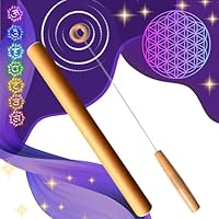 Tensor einhandrute, Wünschelrute, Professionelle Sucherrute (Gravierte Blume des Lebens) – mit Holzgriff und Holzring Radiästhesiestab - Buchenholz - [Lebenslange Garantie]