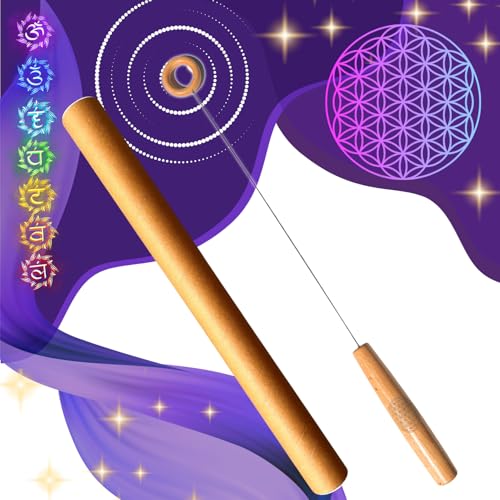 Tensor einhandrute Wünschelrute Professionelle Sucherrute (Gravierte Blume des Lebens) mit Holzgriff und Holzring Radiästhesiestab - Buchenholz - [Lebenslange Garantie]