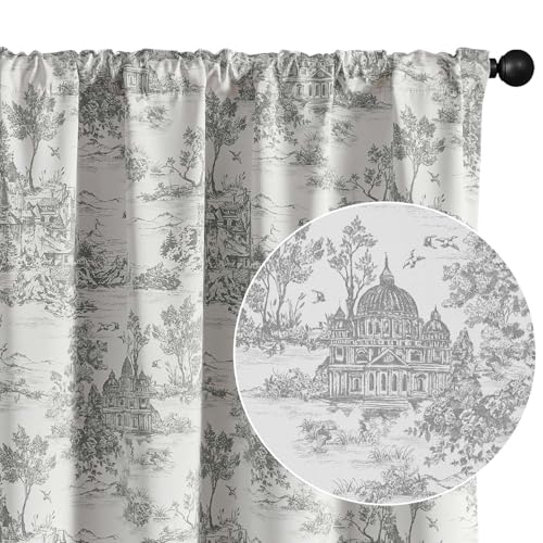 Jinchan 95% blackout castle curtains, 63" length, 2 panels, light grey