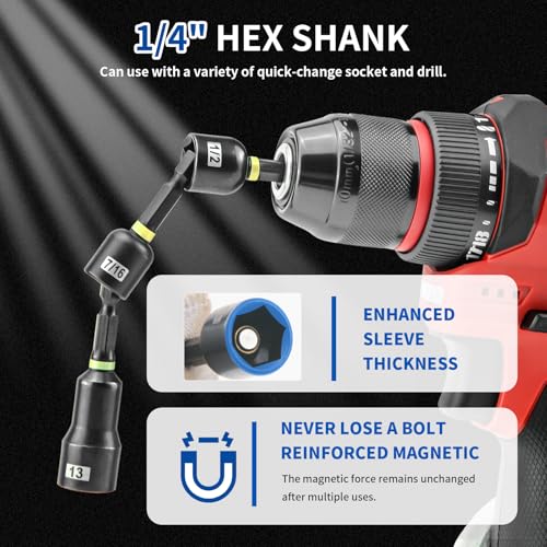Gerywolf 86 Pcs Magnetic Nut Driver Set, Impact Socket Set, Includes Electric Bit, Wing Nut Driver, Universal Socket, 2-in-1 Ratchet, Quick-Release Clamp Extender, Right Angle Driver Adapter by greywolf - Image 4