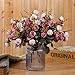 Luyue 7 Branch 21 Heads Artificial Rose Flowers Bouquet Fake Silk Mini Roses Wedding Floral Decor Bouquet, Pack of 2(Pink Coffee)