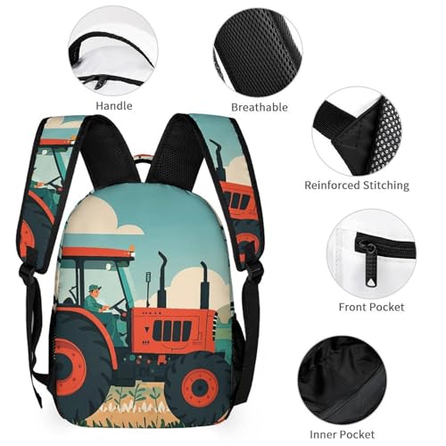 Tractor Farming Backpack Set 3 Piece, Durable Backpack Insulated Lunch Bag Portable Pencil Case for Men Women3
