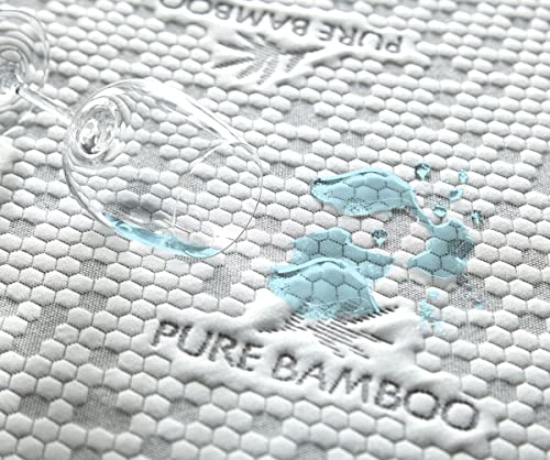 Image of Queen Mattress Protector by PURE BAMBOO, Waterproof, Charcoal Fiber - Viscose Derived from Bamboo Charcoal Fiber, Mattress Cover Protects Against Moisture, Spills, Stains (Queen)