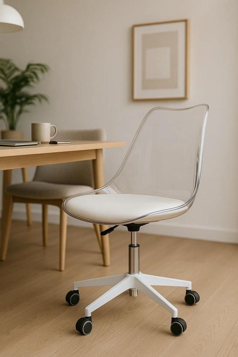 Regalos Miguel - Silla de Oficina Blanca Neo Transparente - Máxima Ergonomía - Ideal para Escritorio y Gaming