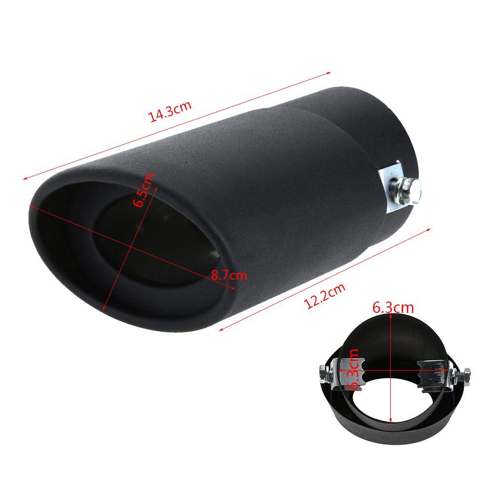 Terminale Scarico Auto 58mm universale nero/argento acciaio inox auto scarico posteriore tubo di tail silenziatore punta singolo outlet coda accessori(Noir)