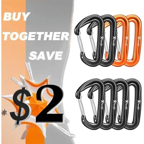 Heavy Duty Carabiner Clips Bundle: Small 12kn(2697lbs) Caribeaner for Keychain - Lightweight Hammock Caribeener for Hiking Camping Dog Leash Cover