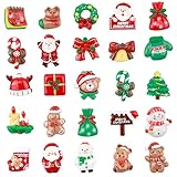 25 Piezas Mini Adornos Navideños de Resina, Mini Adornos de Navidad Pequeñas Decoraciones Imanes para Nevera de Navidad Papá Noel Árbol de Navidad Papá Noel Muñeco de Nieve