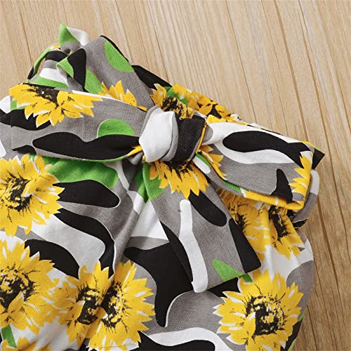 Image of Newborn Baby Girl Clothes Snap Cotton Bodysuit Floral Shorts Baby Headband Infant 3Pcs Outfits Summer Set