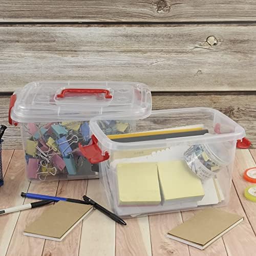 Yarebest 6-pack 5.5 L Plastic Clear Boxes, Storage Boxes with Lids