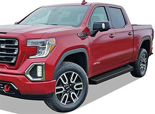 APS Running Boards 6in Black Compatible with Chevy Silverado GMC Sierra Crew Cab 19-26