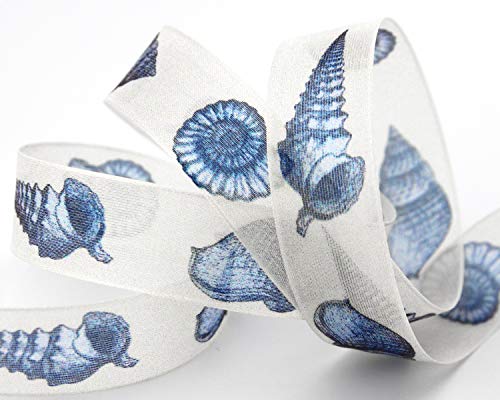 finemark 3 m x 25 mm Dekoband MARITIM Muscheln BLAU Creme Schleifenband Geschenkband Deko Band Tischdeko Natur Gebu ...