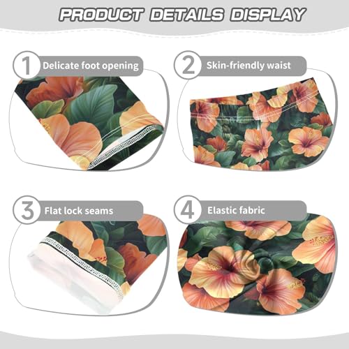 Girls Leggings Tropical Hawaiian Hibiscus Flowers Soft Toddler Leggings for Girls Kids Pants Size 4T-10T3