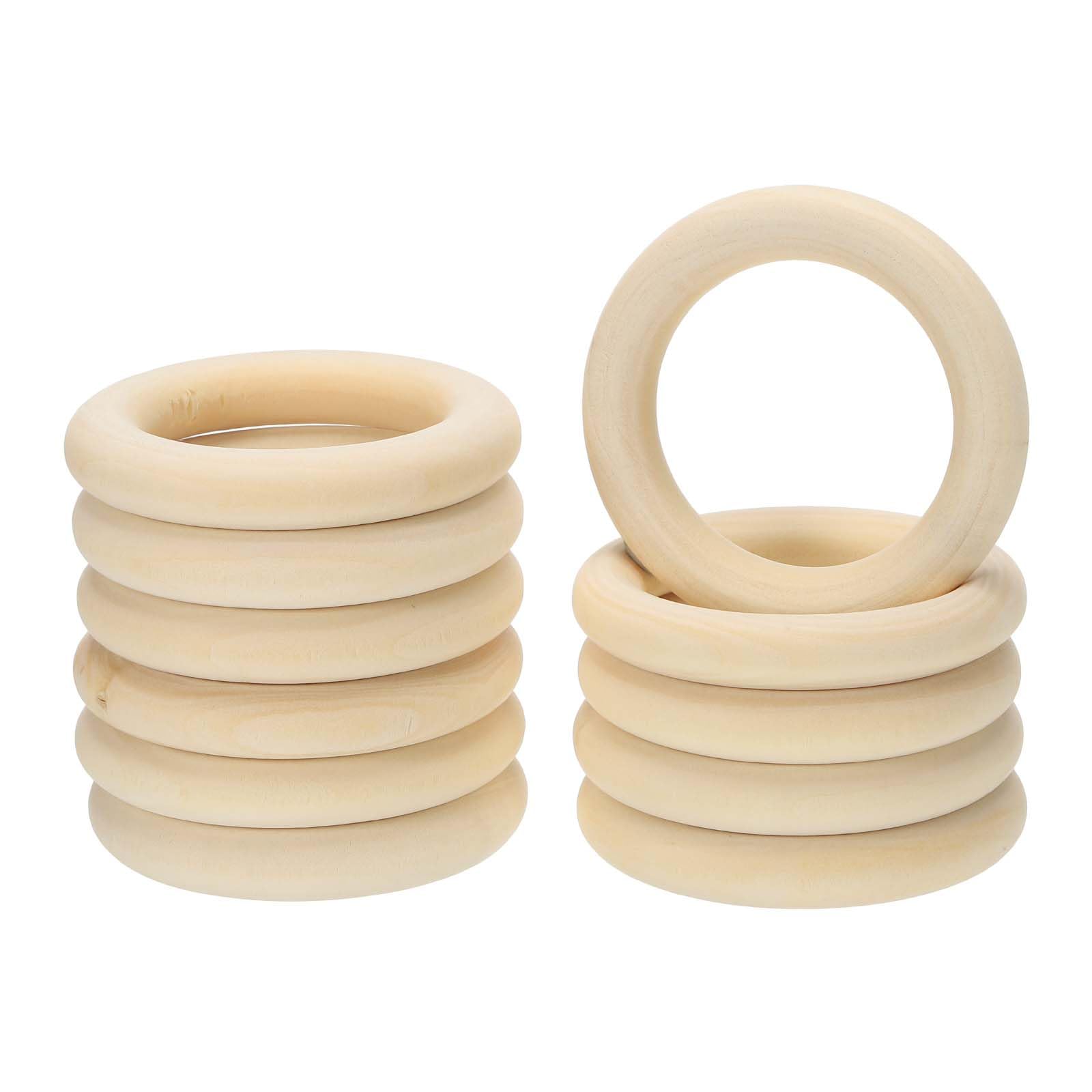 Anneaux en bois naturel 60 mm PATIKIL pour macramé et loisirs créatifs x20