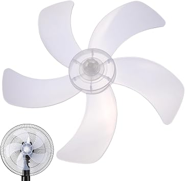 Fan Blades 16Inch Plastic Fan Leaves Universal Household Standing Pedestal Table Inner Replacement Part 5 Leaves Electric Blades White 37cm White