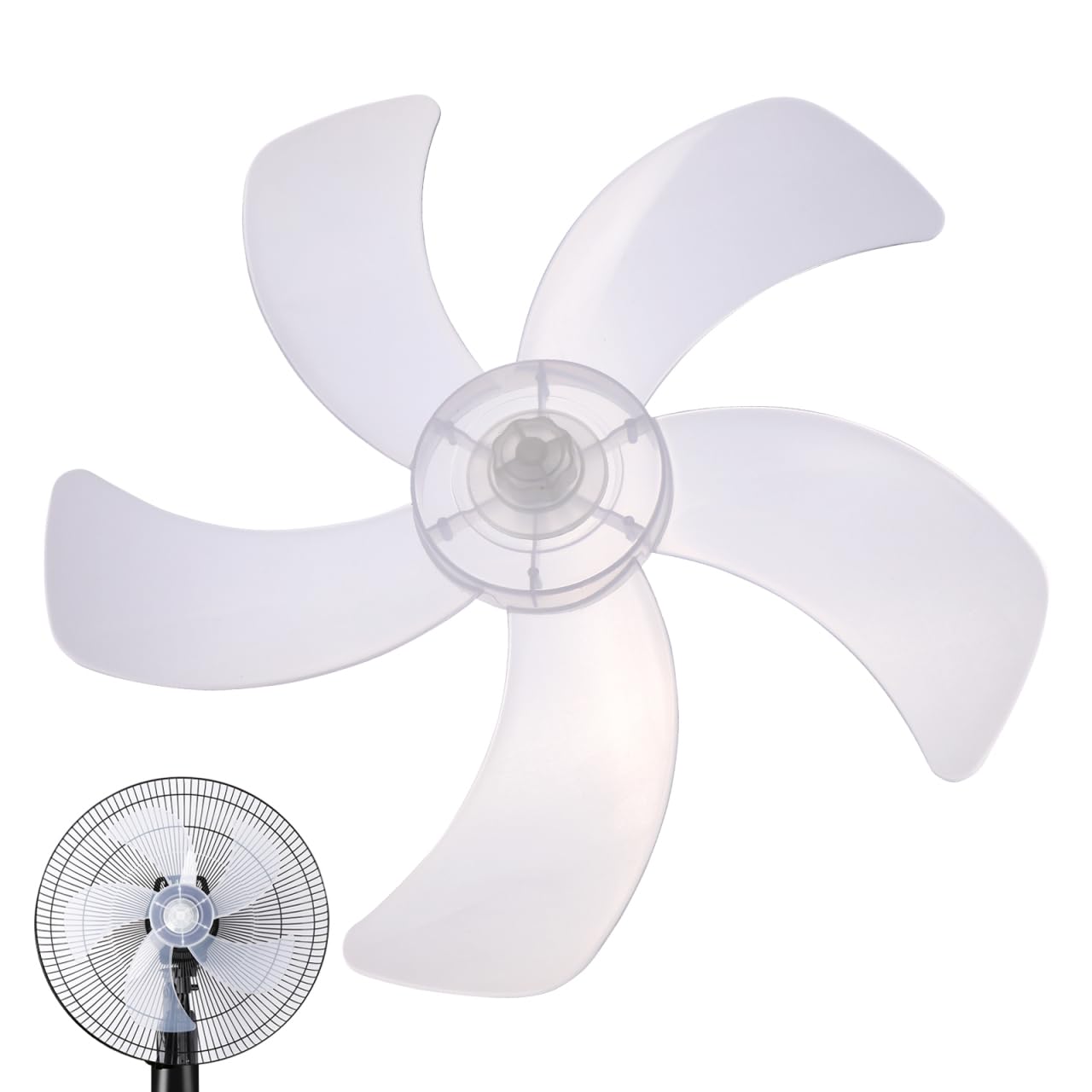 Alipis 16 Inch Universal Electric Fan Blades Replacement 5 Leaves Plastic Fan Blades with Locking Nut for Floor and Table Fans