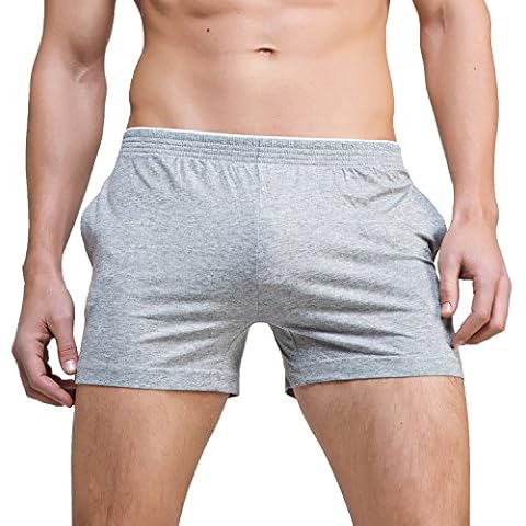 Linemoon Mens Cotton Pajama Shorts Comfy Lounge Sleep Short Shorts with Pockets (Grey, Medium) Cover