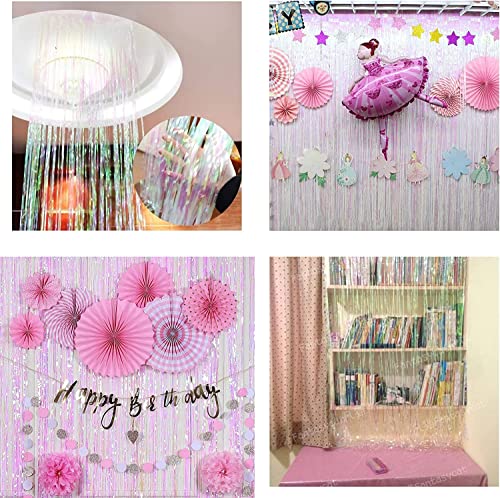 BRAVESHINE Lametta Vorhang Iirisierende Party Deko, Glitzer Vorhang Hintergrund Geburtstag Deko Mädchen für Prinzessin Ballett Babyshower Feen Schleife Junggesellinnenabschied Party (2 Stück,1x2m)