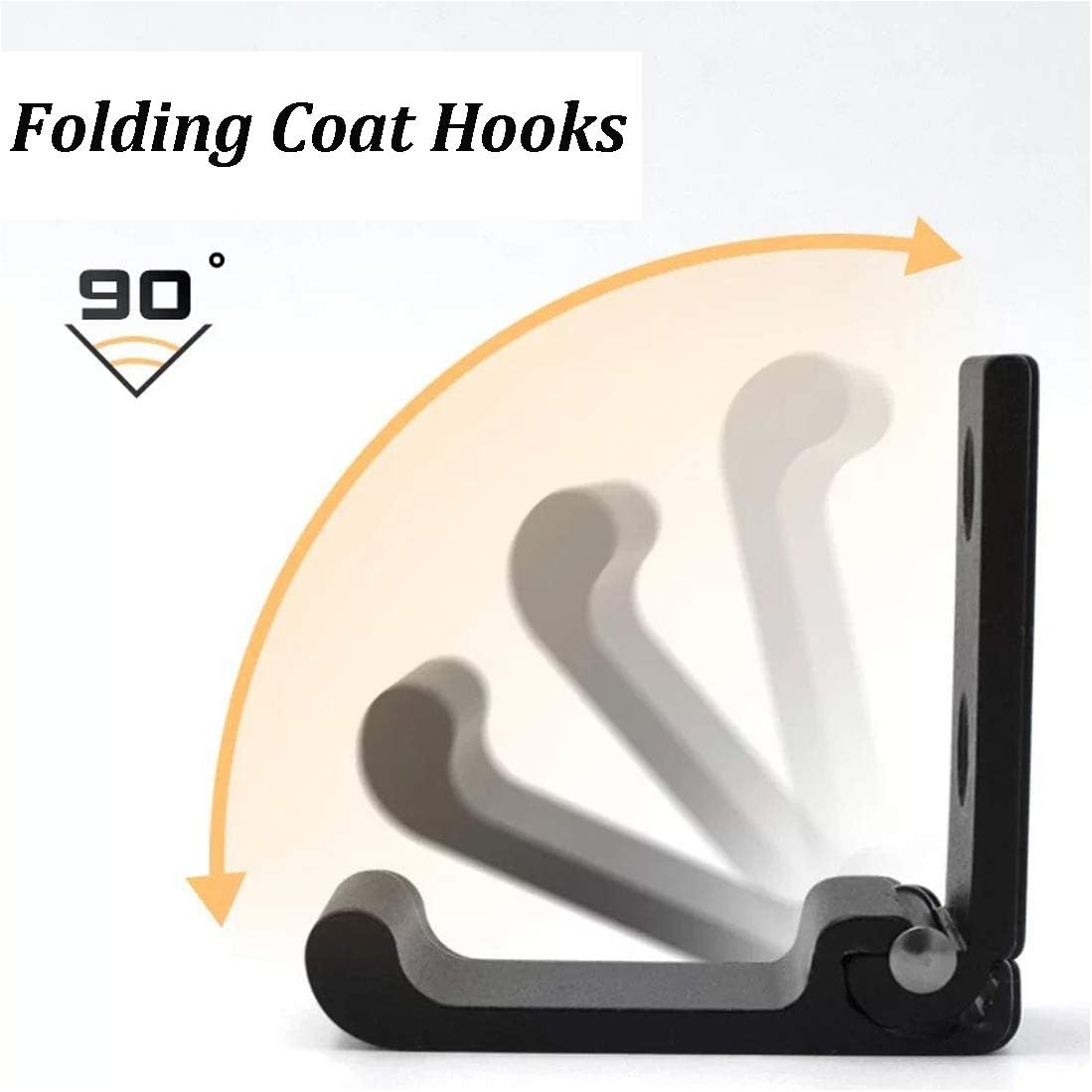 Folding Coat Hooks, Matte Black Wall Hooks for Hanging Coats Bathroom Towel Hooks Hardware Heavy Duty Aluminum Alloy Robe Hooks Wall Mounted DIY Coat Rack Hooks No Rust Indoor, Outdoor (6pcs-Black) - Image 3