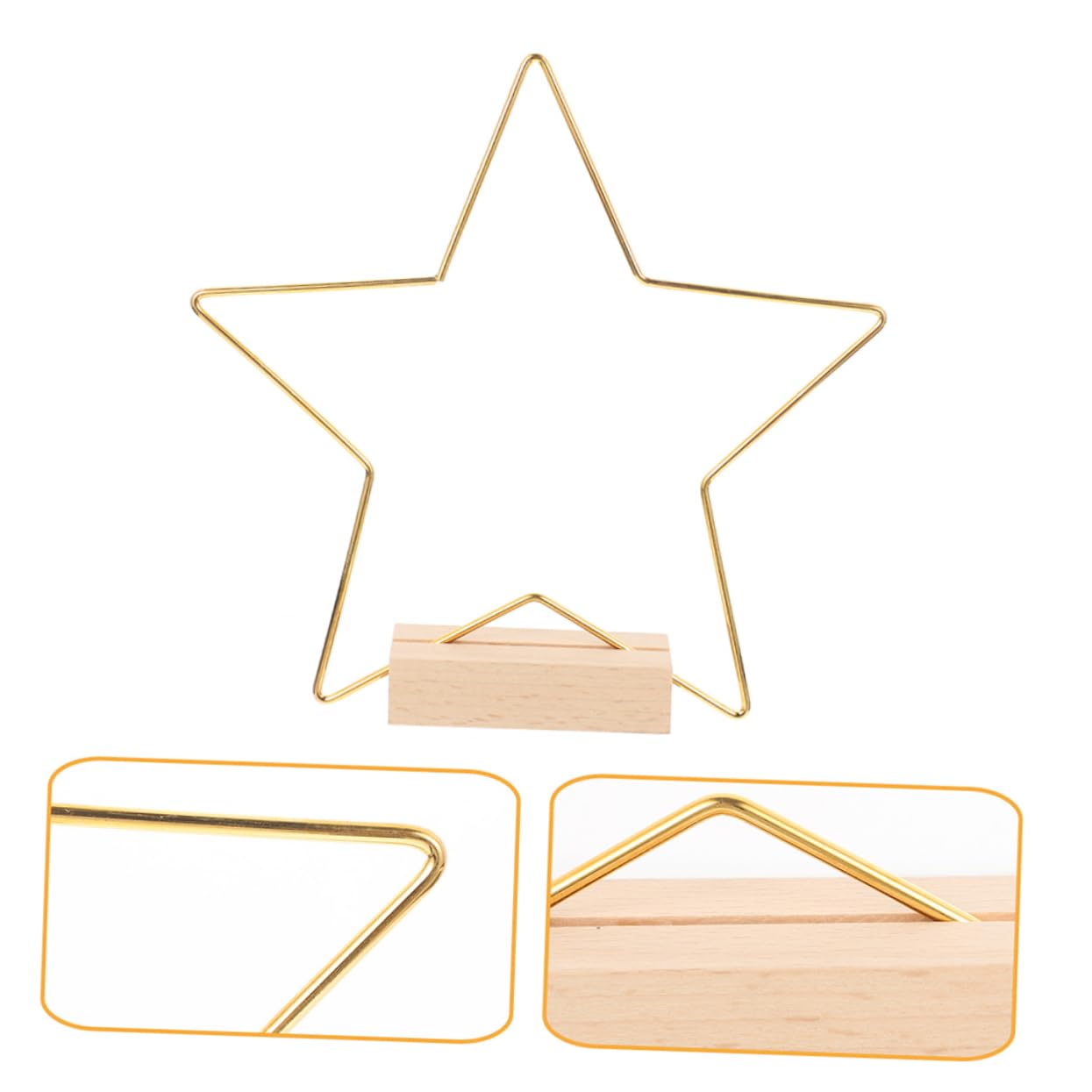 Abaodam 6juegos Decoración De Mesa De Estrellas De Metal De Aros Dorados Con Base De Madera Para Bodas y Fiestas Para Manualidades y Centros De Mesa