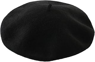 DECOU Solid Color Classic French Artist Beret Hat 100% Wool (Black)