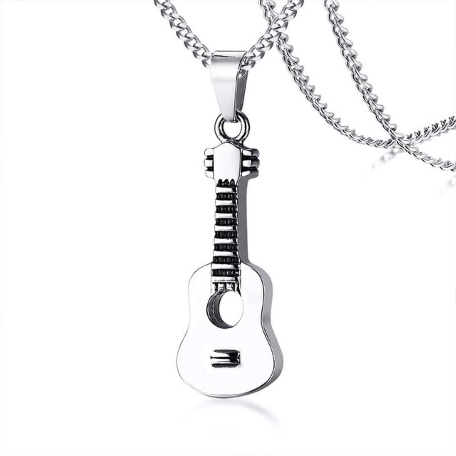 Hcma Men's Steel Punk Ashes Holder Urn Necklace Titanium Guitar Cremation Pendants Memorial Necklace Jewelry Gifts