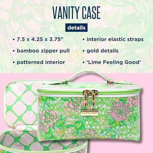 Lilly Pulitzer Cosmetic Bag for Women, Makeup Box with Zipper for Skincare, Lime Feeling Good4