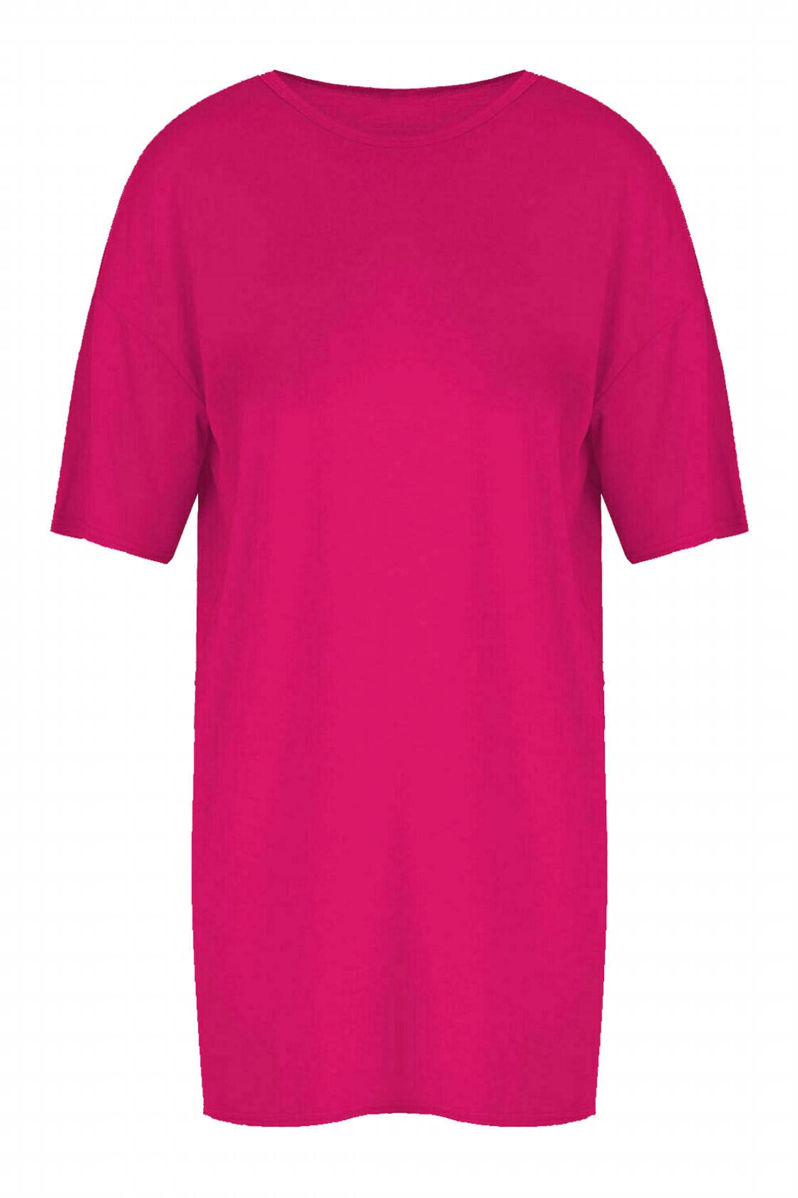 Fairy Trendz Ltd Women's Cerise Oversized Baggy Short Sleeve Tunic Top Loose Fit Pullover T Shirt Dress( One Size)