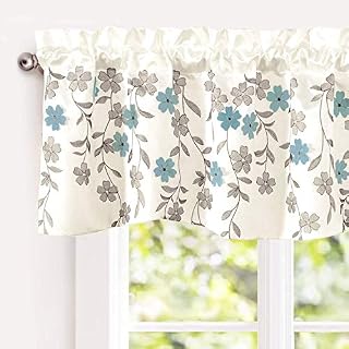 DriftAway Isabella Faux Silk Embroidered Kitchen Swag Valance Embroidered Crafted Flower Single 60