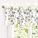 DriftAway Isabella Faux Silk Embroidered Kitchen Swag Valance Embroidered Crafted Flower Single 60 Inch by 18 Inch Plus 1.5 Inch Header Ivory Blue