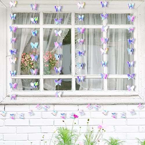 3D Butterfly Hanging Garlands Butterfly Laser Paper Party Streamers Decoration for Wedding Home Party Birthday Decorations Butterfly Baby Shower Decorations (20 Pieces)