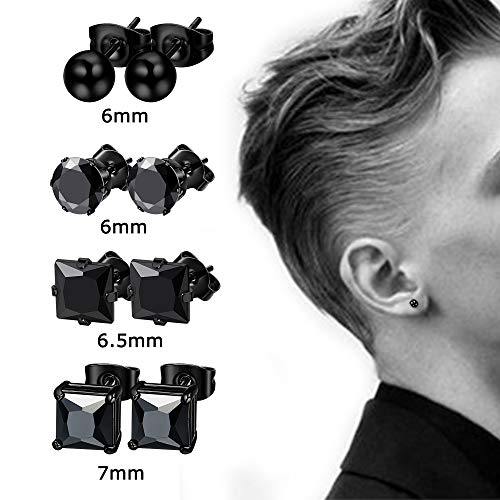 Jstyle 12 Pairs Stainless Steel Cz Stud Earrings For Women Mens Huggie Hoop Earrings Set #TOP1