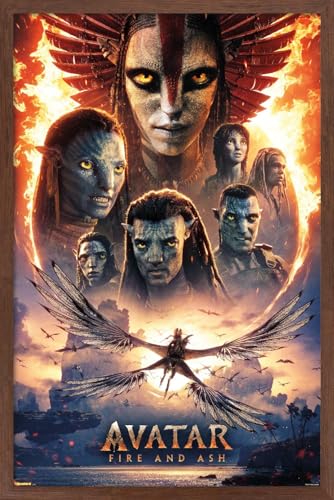Trends International Avatar: Fire and Ash (2025) - One Sheet Wall Poster, 34L x 22.4W, Mahogany Framed Version
