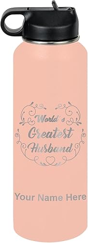 Miniatura 62 de LaserGram Botella de agua de doble pared con pajita, 20 onzas, grabado personalizado incluido (rosa) Rosa,Negro,Verde camuflaje,Coral,Azul