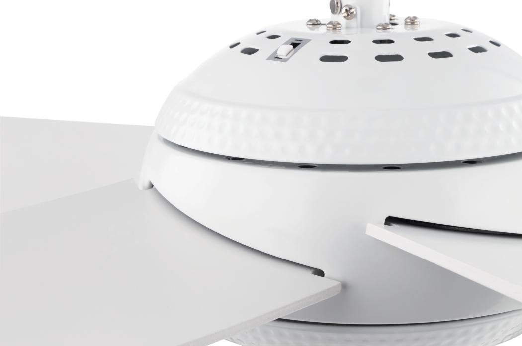 72070 Bendan LED 132 cm Deckenventilator mit fünf Flügeln, Ausführung seidenmattes Chrom mit Hammerschlag-Effekt, dimmbare LED-Leuchte mit Opalmilchglas, Fernbedienung enthalten