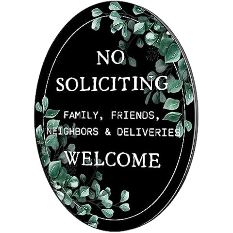 No Soliciting Sign for Front Door No Soliciting Sign for House Door for Indoor/Outdoor Home or Business Use Acrylic Welcome Front Door Sign Door Porch Home Wall Decor 4.6" x 6" XGP1 Cover
