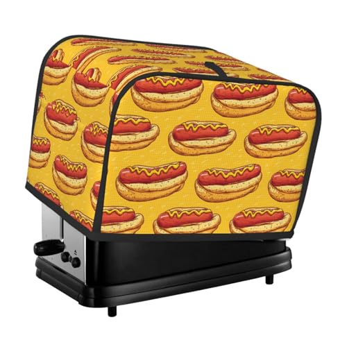 2 Scheiben Toaster-Abdeckung mit Taschen – Wurst Hot Dog Print Leichte Toaster-Abdeckung für Küche, wasserdicht, fettiger Fingerabdruck, 2 Scheiben Toaster, Zubehör für Frauen
