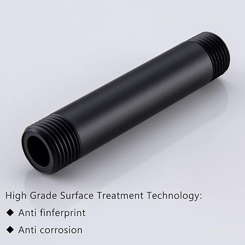 Miniatura 4 de SEABEFORE Brazo de ducha montado en el techo de 4 pulgadas, extensión de cabezal de ducha negro mate con escudo único a juego, conexión estándar de