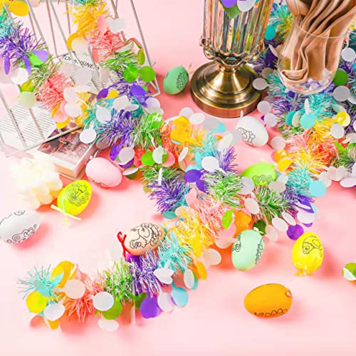33Ft Easter Tinsel Garland,Colorful Egg Tinsel Twist Garland With Confetti Spring Hanging Tinsel Ornament Decoration For Fireplace Mantel Tree Eatser Party Decoration #TOP3