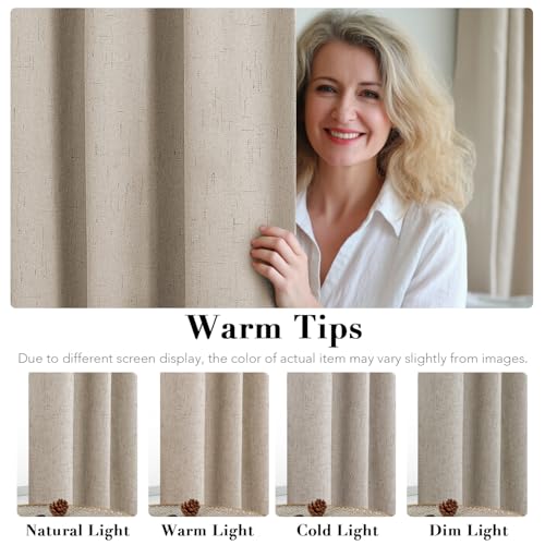 H.VERSAILTEX 100% Blackout Curtains for Bedroom Thermal Insulated Linen Textured Curtains Heat and Full Light Blocking Drapes Living Room Curtains 2 Panel Sets, Cobblestone, 52x54 Inch by H.VERSAILTEX - Image 5
