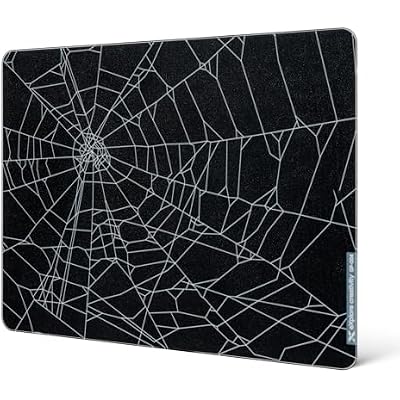 XVX Black Spider Webs Glass Gaming Mousepad 4.0,Hard Mousepad for Gaming,Ultra-Smooth Micro-Etched Surface Mouse Mat with Non-Slip Rubber Base(410mm*310mm)
