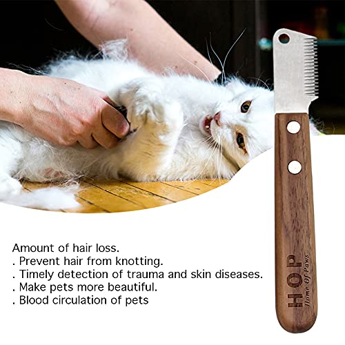 SoeHong Hond professionele strippen kam, roestvrij stalen hondenkam met houten handvat, huisdier verzorging borstel - Image 6