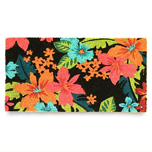 ExtraHome Große Qualitäts-Fußmatte-Fußabtreter aus Natursisal, Motiv Blumen -Retro 77 x 46 cm Cover