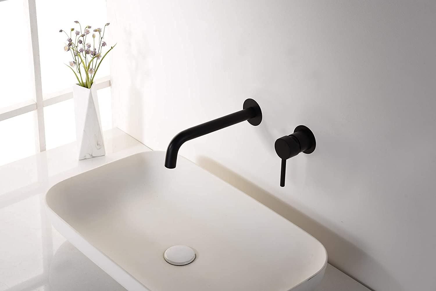 MICE - Grifo de lavabo empotrado - Monomando de griferia empotrada - grifos de baño para lavamanos Color Negro Mate GLT023/NG