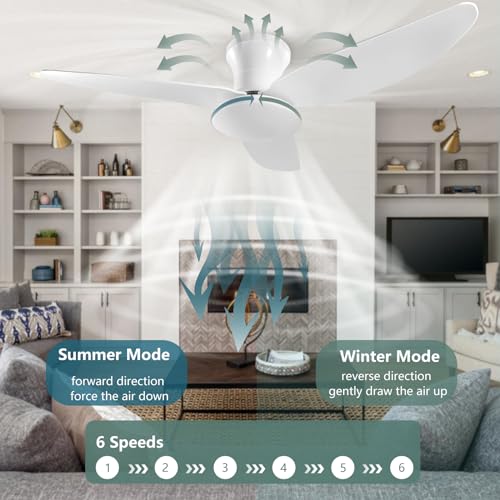 Ventilateur plafond avec lumiere telecommande timer reversible 60W
