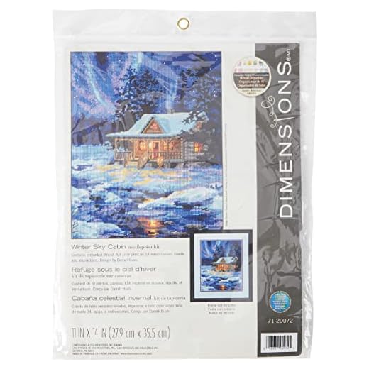 Dimensions Needlepoint Kit, Winter Sky Cabin, 11'' x 14'',Blue